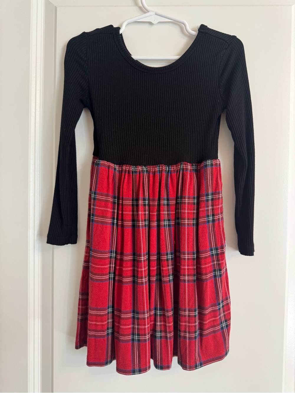Little Sleepies Black Top with Red Plaid Skirt Dress